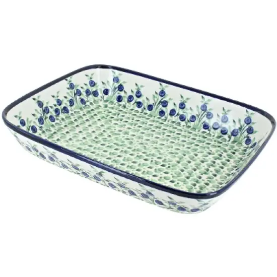Blue Rose Polish Pottery 370 Zaklady Small Rectangular Baker image {7}