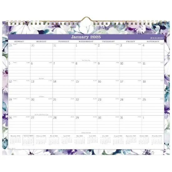 At-A-Glance 2025 Wall Calendar 11.875"x14.875" Floral: Twin-Wire Binding, Non-Toxic, Acid-Free Paper, Adult Stationery image {6}