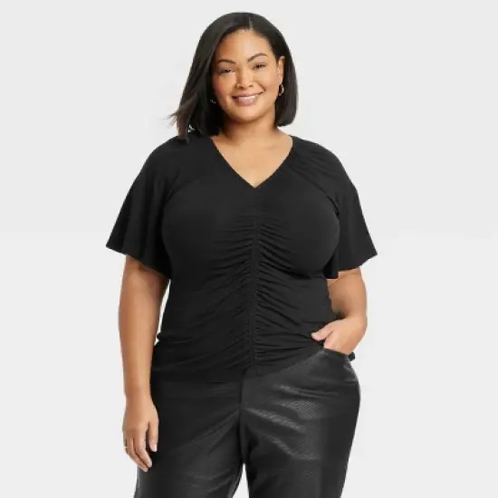 Women's Flutter Short Sleeve Cinched Knit Top - Ava & Viv&trade; image {3}