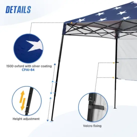 EAGLE PEAK 8x8ft Pop Up Canopy with Sidewall, 8x8 Base 6x6 Top image {4}