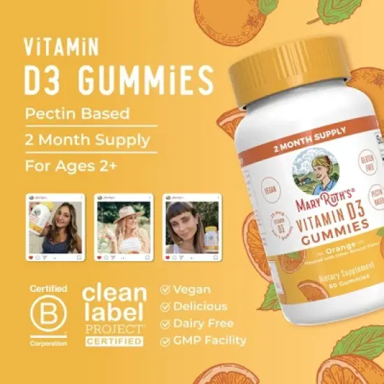 MaryRuth's Vitamin D3 Gummies, Orange, 60 ct image {7}