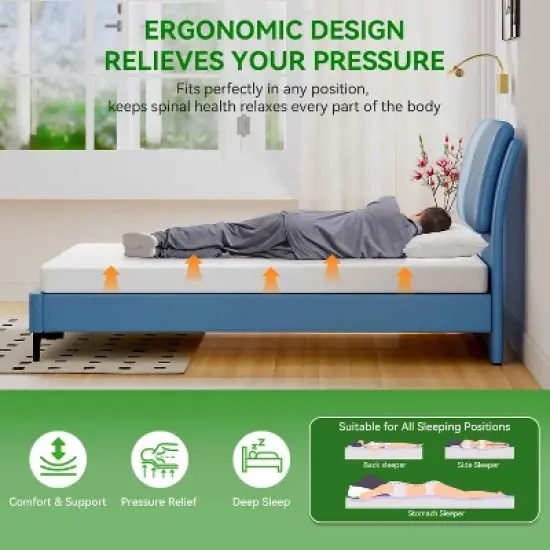 BestMassage 5 Inch Green Tea Memory Foam Mattress Cooling Gel Infused Mattress image {4}