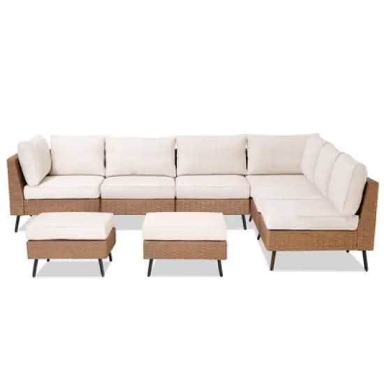 Lausaint Home 8-Piece Wicker Sectional Sofa image {9}