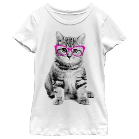 Girl's Lost Gods Fluffy Kitten in Pink Glasses T-Shirt image {3}