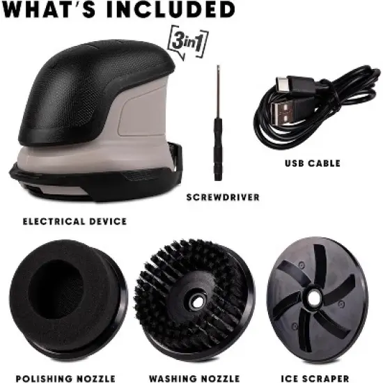 Zone Tech 3 in 1 Electric Ice Scraper for Car Windshield - Rechargeable Cleaning Brush, Polishing Machine and Snow Removal No Scratch Rotating Disc image {2}
