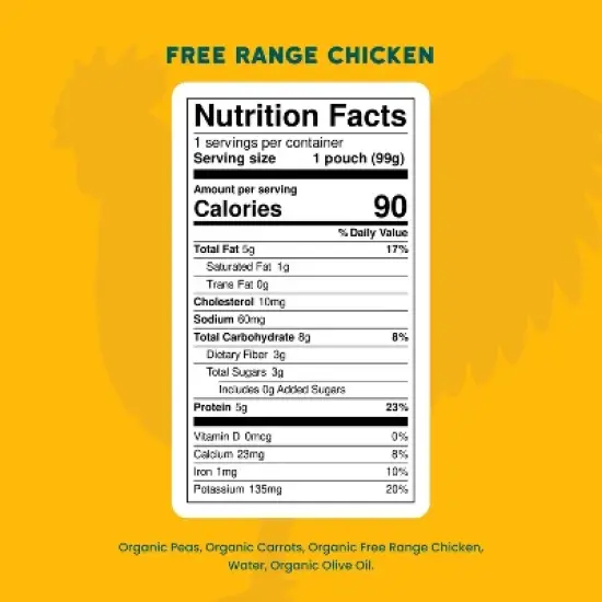 Serenity Kids Free Range Chicken with Organic Peas & Carrots Baby Food Pouch - 3.5oz image {7}
