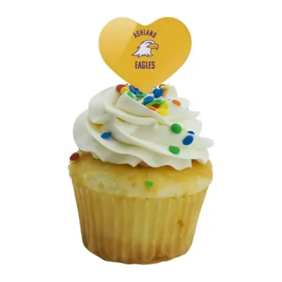 Ashland University Eagles Logo Heart Love Cupcake Picks Toppers Decoration Set of 6 image {4}