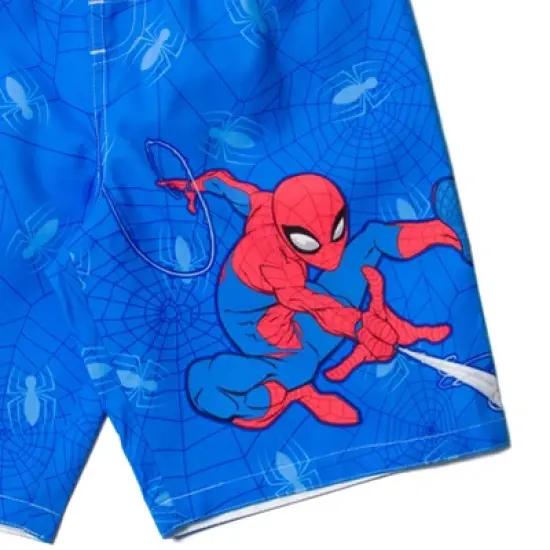 Marvel Avengers Hulk Spider-Man Boys Rash Guard and Swim Trunks Outfit Set Little Kid to Big Kid image {5}