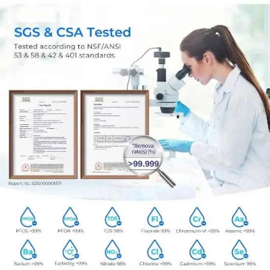 Waterdrop G3P800 Reverse Osmosis System, 800 GPD, Tankless Under Sink, 1 Extra CF Filter image {5}