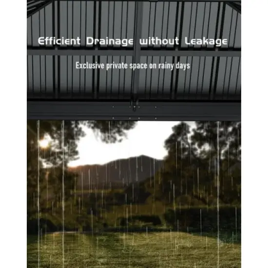 12'x12' hardtop gazebo for all weather with double metal roof, aluminum alloy frame, net, and curtain; perfect for patio, deck, and backyard. Gray. image {5}