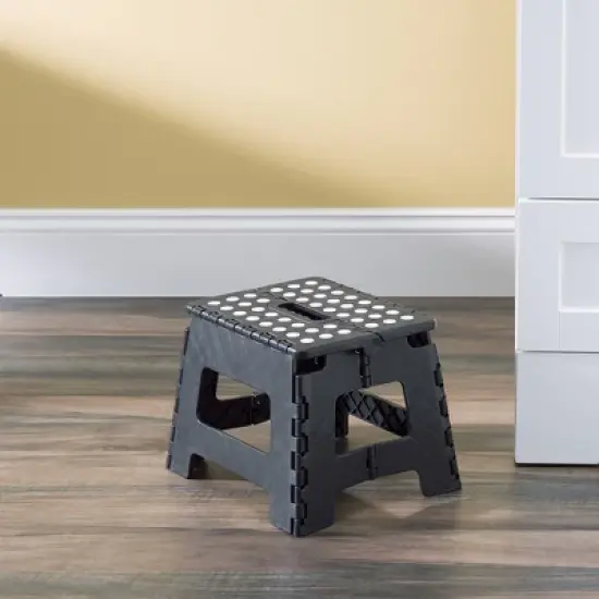 Home Basics Small Plastic Folding Stool with Non-Slip Dots image {5}