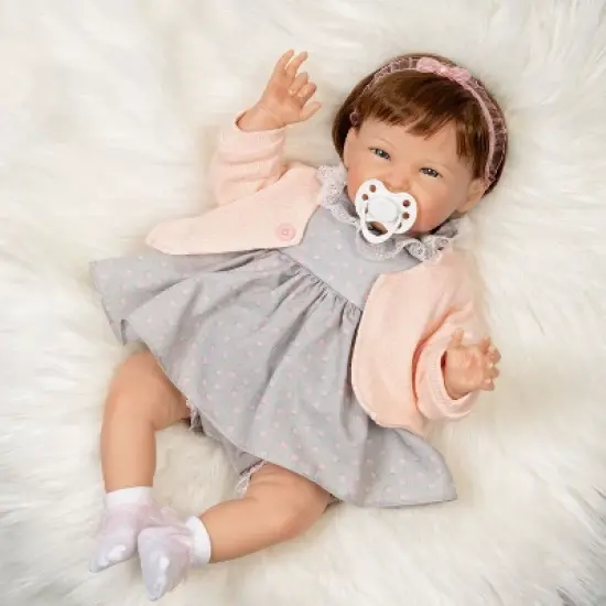 Paradise Galleries Realistic Reborn Toddler Doll Sweetie Pie, 19 inch, Rooted Hair and Magnetic Pacifier, 7-Piece Baby Doll Gift Set image {1}