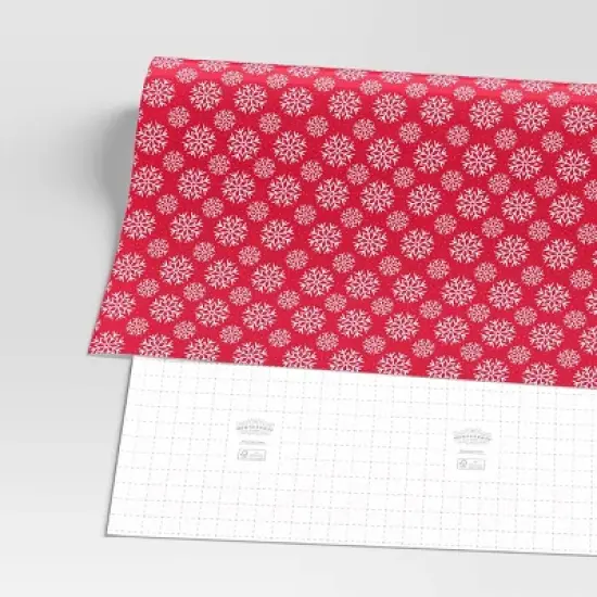 40" 220 sq ft Christmas Roll Wrap White Snowflakes on Red - Wondershop&trade; image {2}