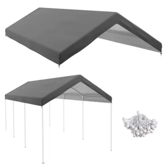 Outsunny 10 x 20 ft Canopy Replacement Cover, Carport Roof with Ball Bungee Cords image {7}