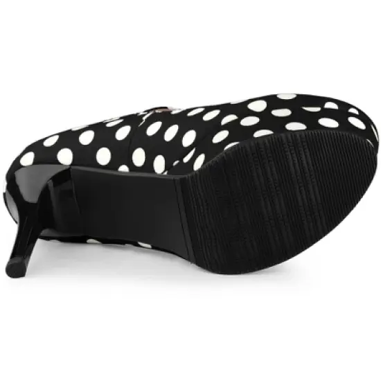 Allegra K Women's Polka Dots Platform Round Toe Ankle Strap Stiletto High Heel Pumps image {5}