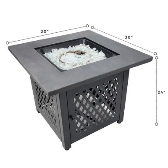 Endless Summer Charles 30 Inch Square Outdoor UV Printed 50,000 BTU LP Gas Fire Pit​ Table with Faux Concrete Mantel and Stamped Steel Base image {4}