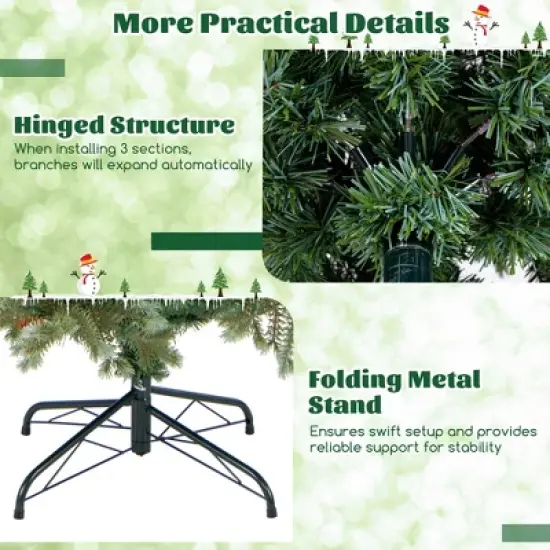 Costway 6/7/8 FT Artificial Christmas Tree with 590 Branch Tips 240/340/410 Warm White LED Lights image {7}