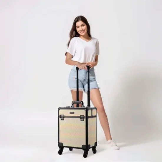 Byootique Rolling Makeup Train Case Cosmetic Trolley Organizer image {1}