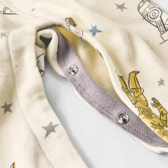 Baby Boys' Star Wars Printed Hooded Romper - Cream image {3}