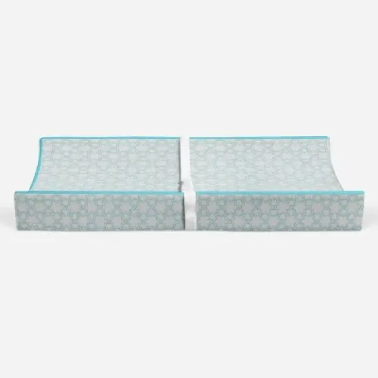Bacati - Floral Quilted Muslin Changing Pad Cover Aqua image {5}
