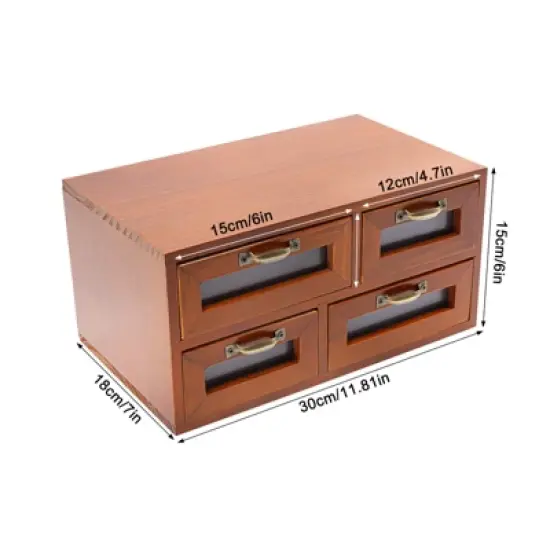 YIYIBYUS Wooden Desk Organizer with Drawers Desktop Storage Cabinet image {6}
