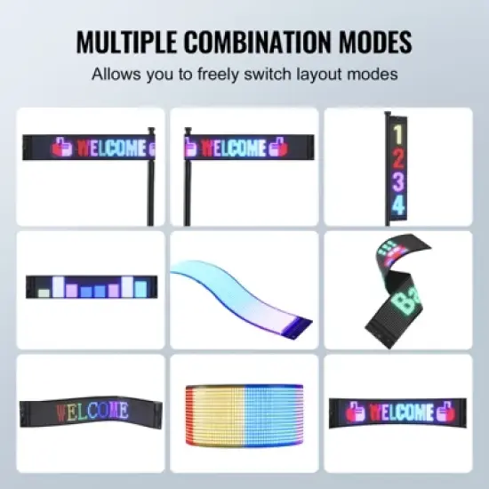 VEVOR Programmable Sign, P6 Full Color Scrolling Panel, DIY Custom Text Animation Pattern Display Board, Bluetooth APP Control, Black image {6}