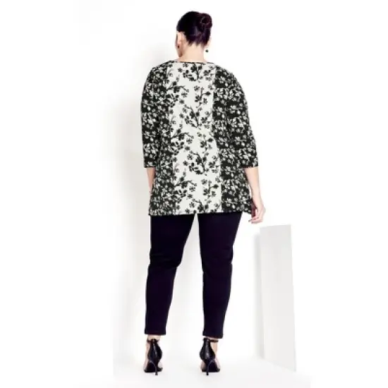 Women's Plus Size Nina Placed Top - black | AVENUE STUDIO image {1}