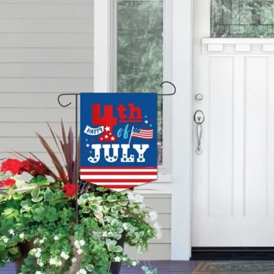 Big Dot of Happiness Firecracker 4th of July - Outdoor Home Decorations - Double-Sided Red, White and Royal Blue Party Garden Flag - 12 x 15.25 inches image {5}