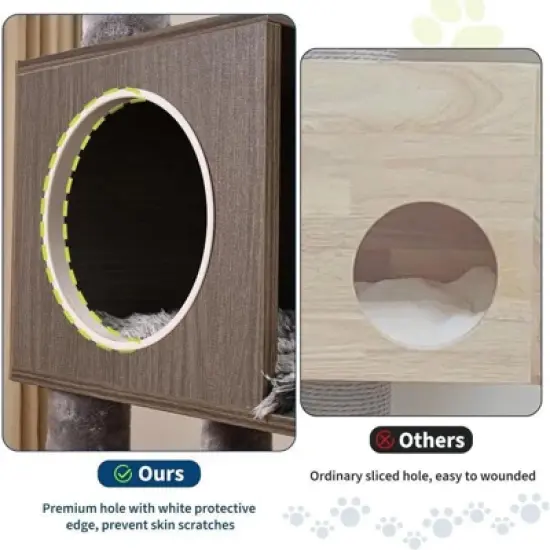 67 Inch Cat Litter Box Enclosure with Cat Tree Tower, Condo with Perch & Scratching Posts - Plush Nest, Multi-Tier Play & Rest image {2}