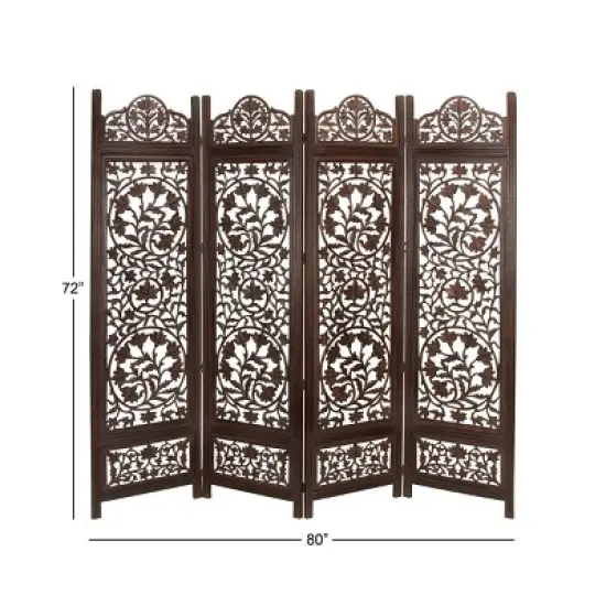 Traditional Wood Irregular Room Divider Screen Brown - Olivia & May image {8}