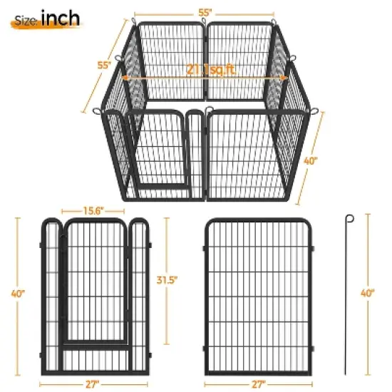 Yaheetech 39.5inch 8 Panels Dog Playpen Panels, Black image {2}