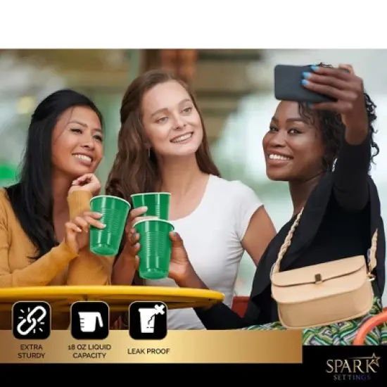 SparkSettings Disposable Plastic Cups 18oz, 50 Pack image {2}