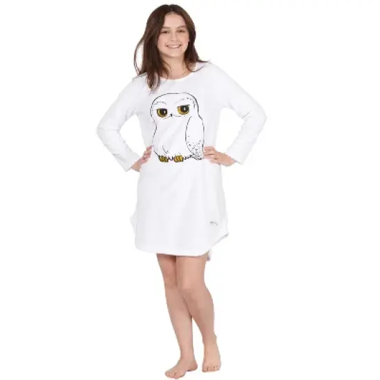 Harry Potter Pajama Girls' Hedwig Owl Micro Raschel Fleece Hi-Lo Nightgown Costume image {2}