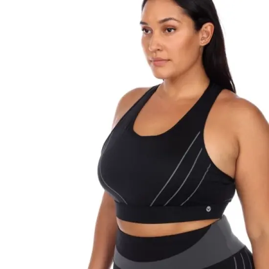 Plus Size Cut Out Back Mesh Sports Bra - White Mark image {3}