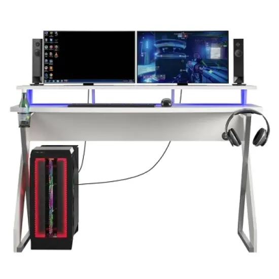 Xtreme Gaming Desk with Riser White - NTENSE image {2}