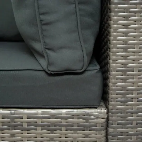7pc Wicker Patio Seating Set with Cushions & Storage Box - Gray - GODEER image {12}