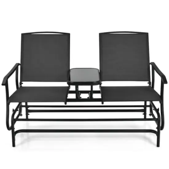 Tangkula Patio Loveseat Rocking 2 Person Outdoor Double Glider Chair With Center Table image {11}