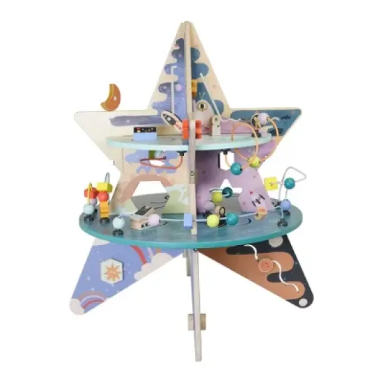 Manhattan Toy Double-Decker Celestial Star Explorer Wooden Activity Center with Shape Gliders, Spinners, Bead Runs and Alluring Artwork image {7}
