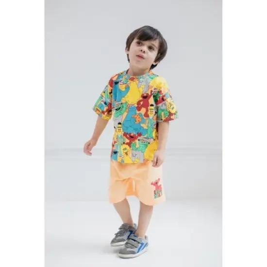 Sesame Street Oscar the Grouch Elmo Bert and Ernie Graphic T-Shirt and Shorts Outfit Set Infant to Little Kid image {3}