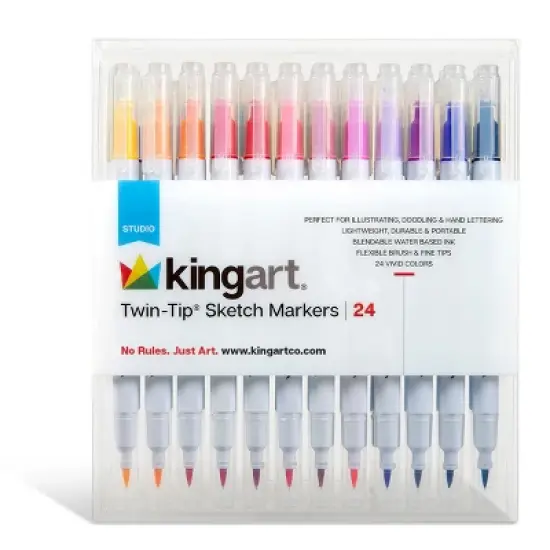 KINGART Twin-Tip Sketch Pens 24 Colors image {7}