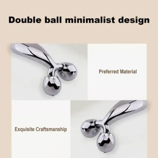 Evo Bytes Skinsculpt Massaging Beauty Roller Tool 3D Face Roller Metal Facial Massager - Silver image {2}