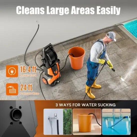 SKONYON 2800 PSI Electric Pressure Washer, 2.4 GPM, 1800W, 5 Nozzles, Foam Cannon, Ergonomic Handle, TSS image {2}