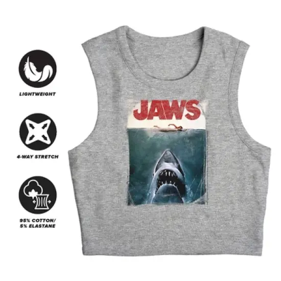 Women's Jaws Title Sleeveless Crop Top Tank image {2}