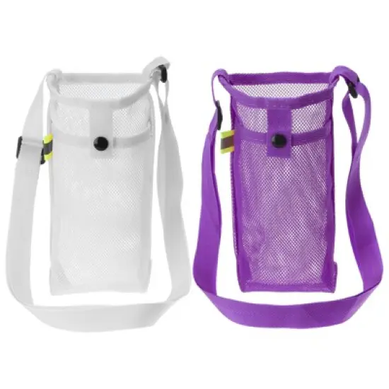 Unique Bargains Mesh Portable Adjustable Strap Water Bottle Bag for Sports 2 Pcs image {11}