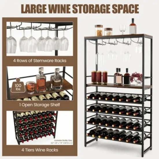 MOEPISY Freestanding Wine Rack with 4 Tier Wine Storage image {5}