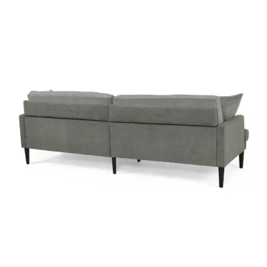 Malverne Contemporary 3 Seater Fabric Sofa with Accent Pillows Gray/Dark Brown - Christopher Knight Home image {2}