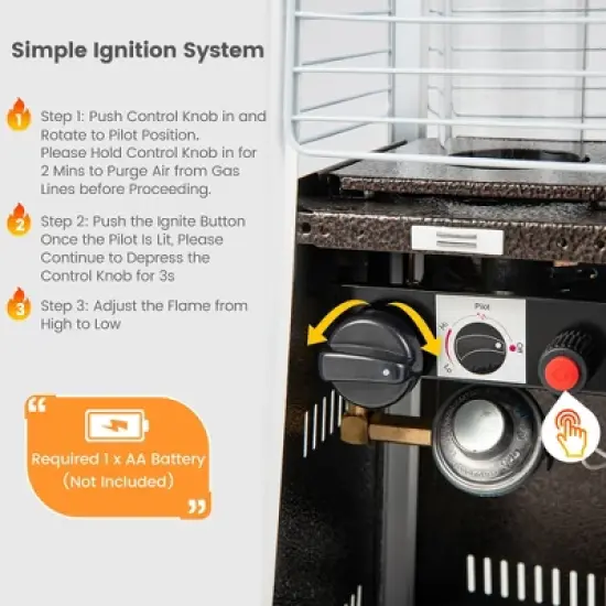 Costway 35'' Portable Tabletop Pyramid Patio Heater Steel Propane gas 9500 BTU image {6}