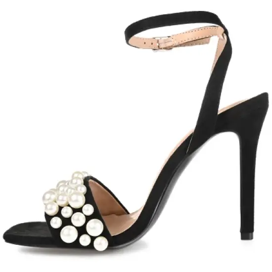 Journee Collection Womens Romey Buckle High Stiletto Open Toe Pumps image {1}