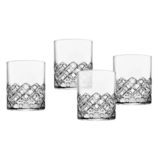 Godinger Silver (Set of 4) 10 fl oz Hatch Double Old Fashion Glasses image {3}