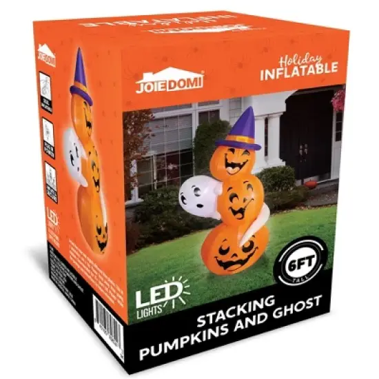 Joyfy 6 FT Tall Halloween Inflatable Outdoor Decorations, Stacked Pumpkins Inflatable with LEDs for Halloween Party Yard Garden Lawn Decoration image {8}